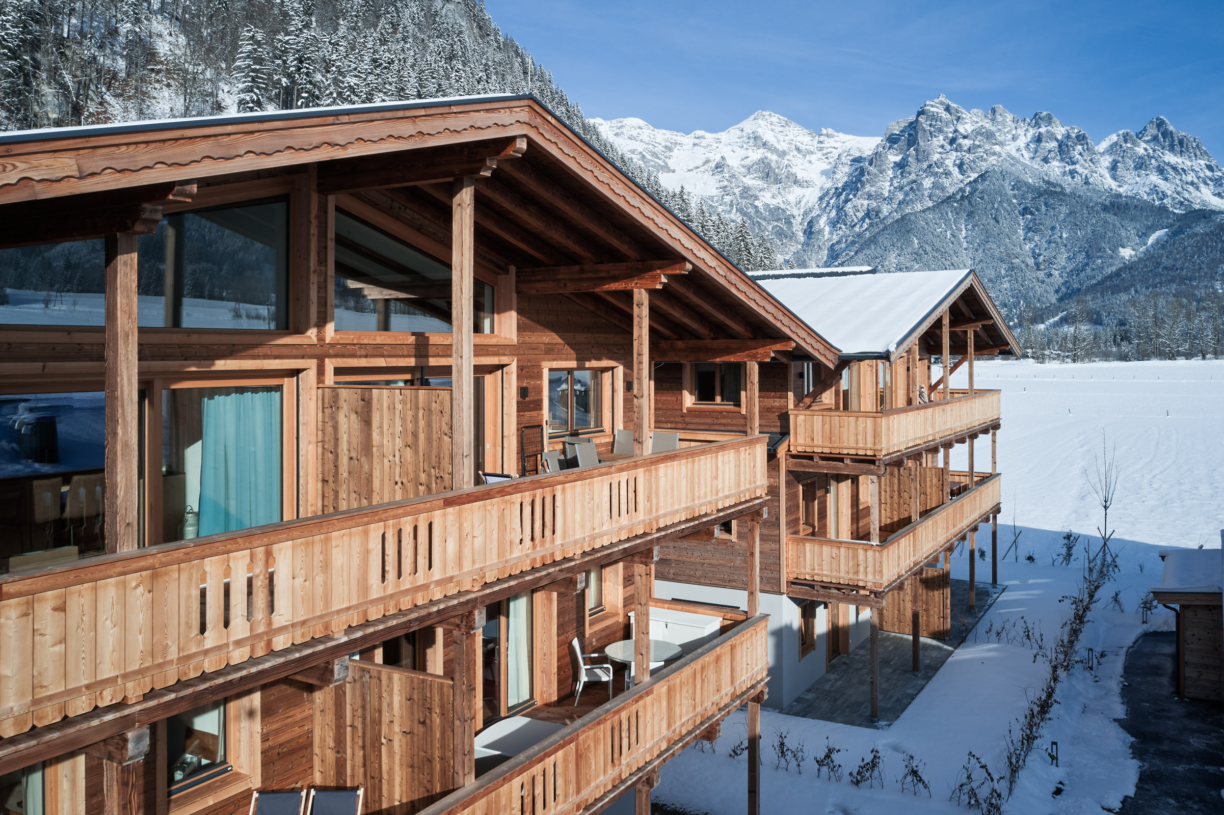 Nahaufnahme Winter Ferienwohnung in Buchensteinwand von Alpina Holiday